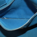 PRADA Canapa MM Hand Bag Canvas Light Blue Gold Auth 178585-20