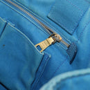 PRADA Canapa MM Hand Bag Canvas Light Blue Gold Auth 178585-21