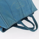 PRADA Canapa MM Hand Bag Canvas Light Blue Gold Auth 178585-6