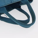 PRADA Canapa MM Hand Bag Canvas Light Blue Gold Auth 178585-7