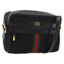 GUCCI GG Canvas Web Sherry Line Umhängetasche Schwarz Rot Grün Auth 178590A-1
