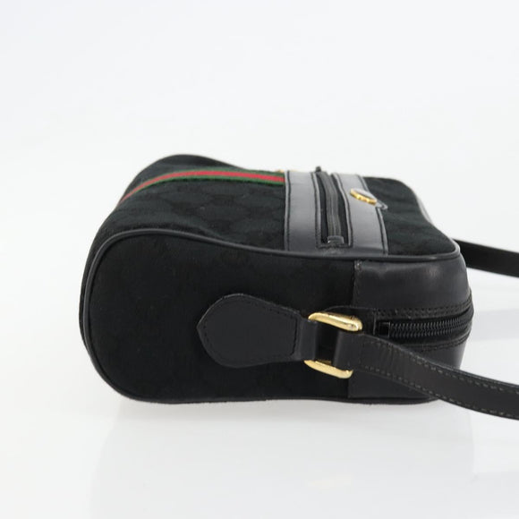 GUCCI GG Canvas Web Sherry Line Umhängetasche Schwarz Rot Grün Auth 178590A