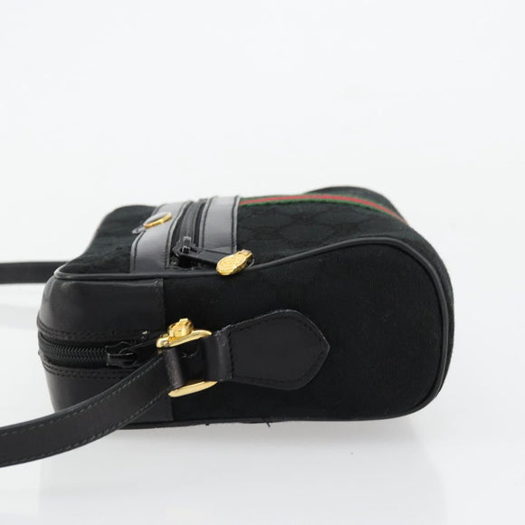 GUCCI GG Canvas Web Sherry Line Umhängetasche Schwarz Rot Grün Auth 178590A