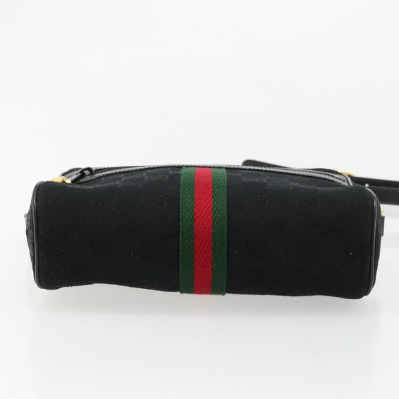 GUCCI GG Canvas Web Sherry Line Umhängetasche Schwarz Rot Grün Auth 178590A