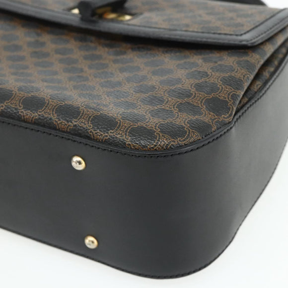 CELINE Macadam Canvas Hand Bag PVC Leather Black Gold Auth 178597A