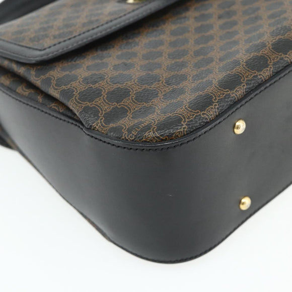 CELINE Macadam Canvas Hand Bag PVC Leather Black Gold Auth 178597A