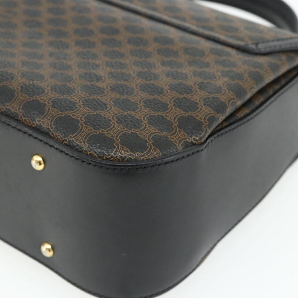 CELINE Macadam Canvas Hand Bag PVC Leather Black Gold Auth 178597A