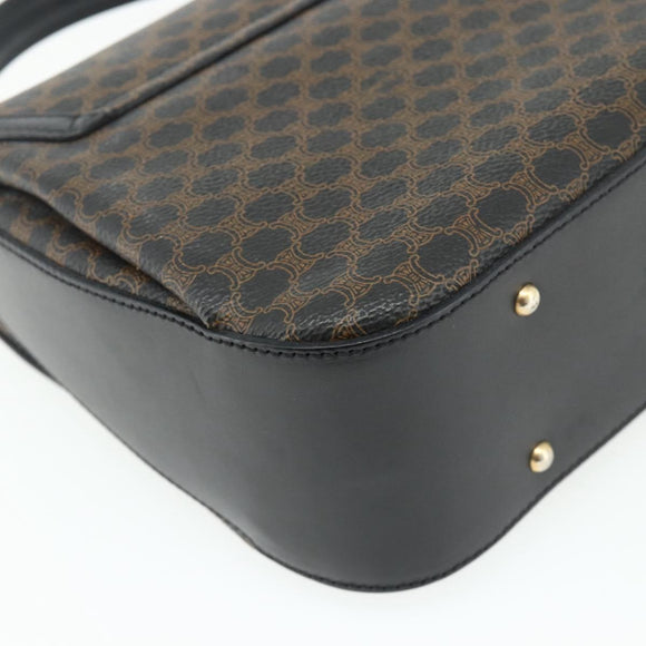 CELINE Macadam Canvas Hand Bag PVC Leather Black Gold Auth 178597A