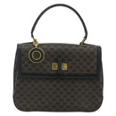 CELINE Macadam Canvas Hand Bag PVC Leather Black Gold Auth 178597A-2