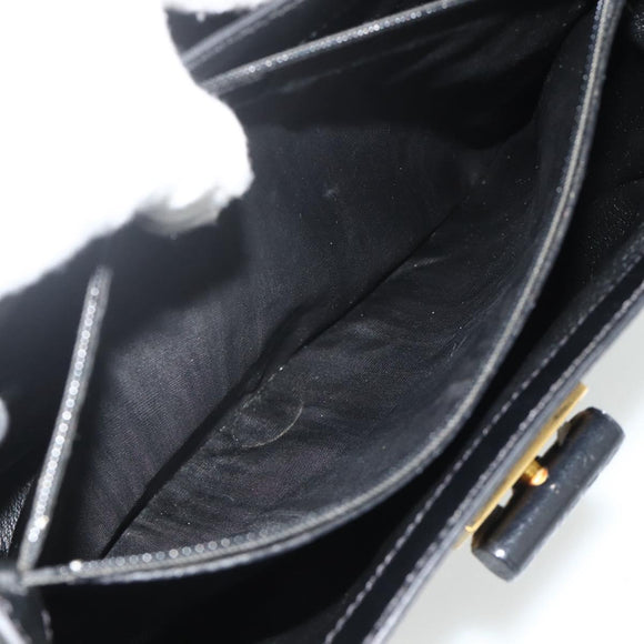 CELINE Macadam Canvas Hand Bag PVC Leather Black Gold Auth 178597A