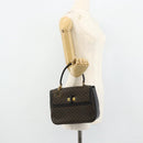 CELINE Macadam Canvas Hand Bag PVC Leather Black Gold Auth 178597A-23