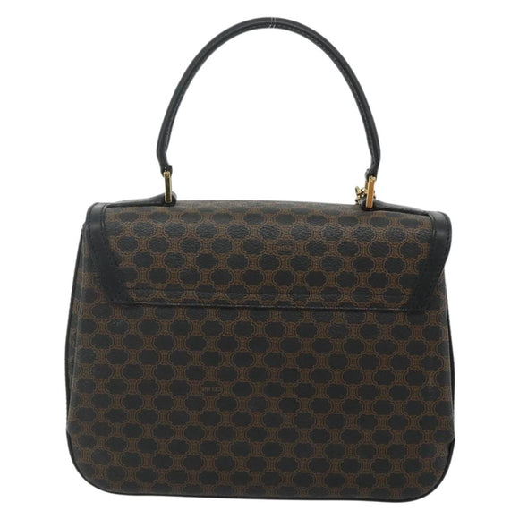 CELINE Macadam Canvas Hand Bag PVC Leather Black Gold Auth 178597A