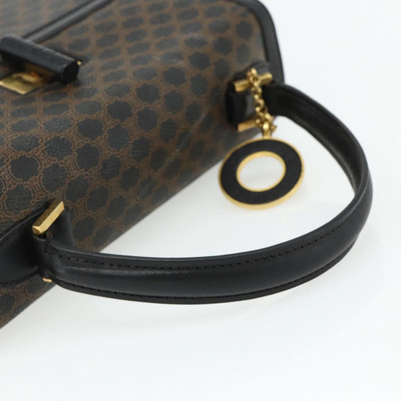 CELINE Macadam Canvas Hand Bag PVC Leather Black Gold Auth 178597A