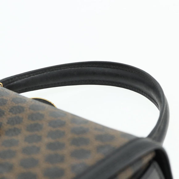 CELINE Macadam Canvas Hand Bag PVC Leather Black Gold Auth 178597A