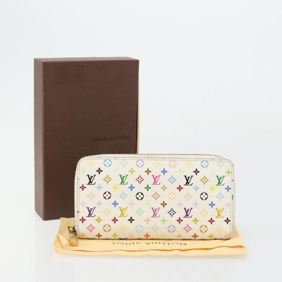 LOUIS VUITTON Monogram Multicolor Zippy Wallet White M60241 LV Auth 178601A