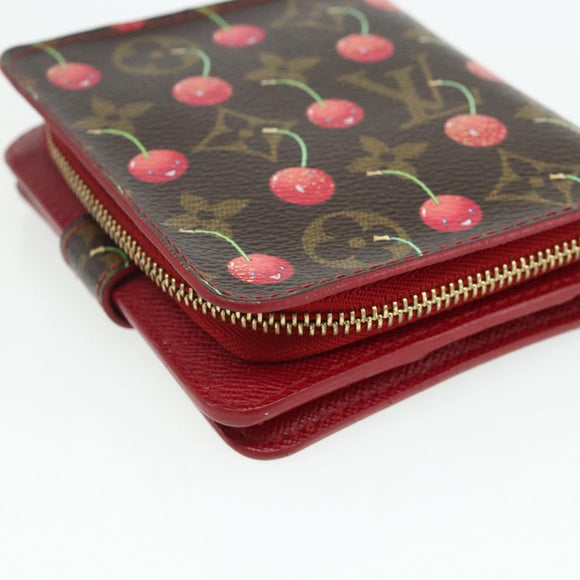 LOUIS VUITTON Monogram Cherry Compact Zip Bifold Portemonnee M95005 LV Auth 178602A