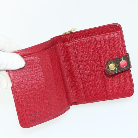 LOUIS VUITTON Monogram Cherry Compact Zip Bifold Portemonnee M95005 LV Auth 178602A