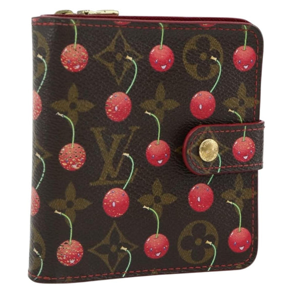 LOUIS VUITTON Monogram Cherry Compact Zip Bifold Portemonnee M95005 LV Auth 178602A