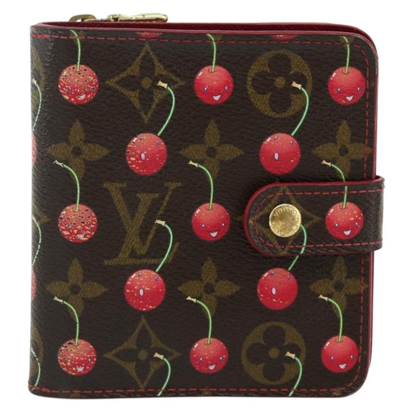 LOUIS VUITTON Monogram Cherry Compact Zip Bifold Portemonnee M95005 LV Auth 178602A