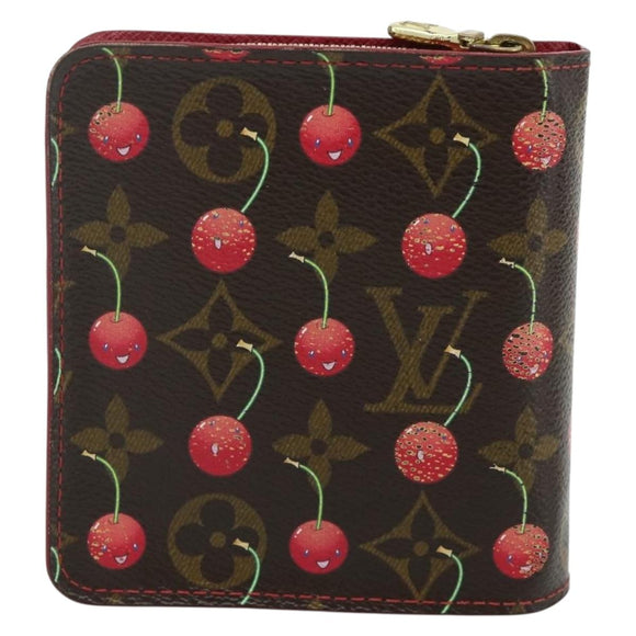 LOUIS VUITTON Monogram Cherry Compact Zip Bifold Portemonnee M95005 LV Auth 178602A