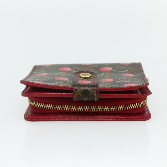 LOUIS VUITTON Monogram Cherry Compact Zip Bifold Portemonnee M95005 LV Auth 178602A