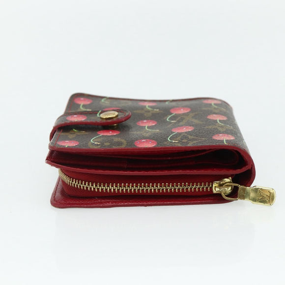 LOUIS VUITTON Monogram Cherry Compact Zip Bifold Portemonnee M95005 LV Auth 178602A
