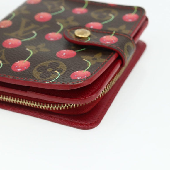 LOUIS VUITTON Monogram Cherry Compact Zip Bifold Portemonnee M95005 LV Auth 178602A