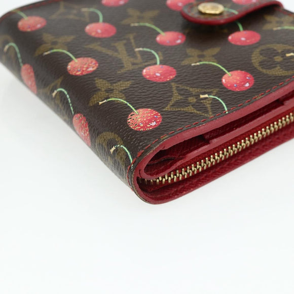 LOUIS VUITTON Monogram Cherry Compact Zip Bifold Portemonnee M95005 LV Auth 178602A