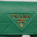 PRADA Wallet Leather Gold Green Auth 178603V-17