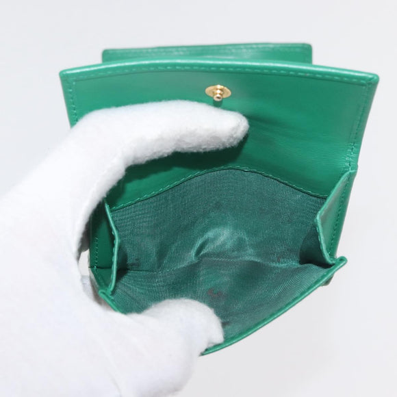 PRADA Wallet Leather Gold Green Auth 178603V