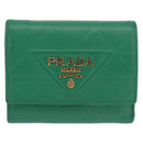 PRADA Wallet Leather Gold Green Auth 178603V-13