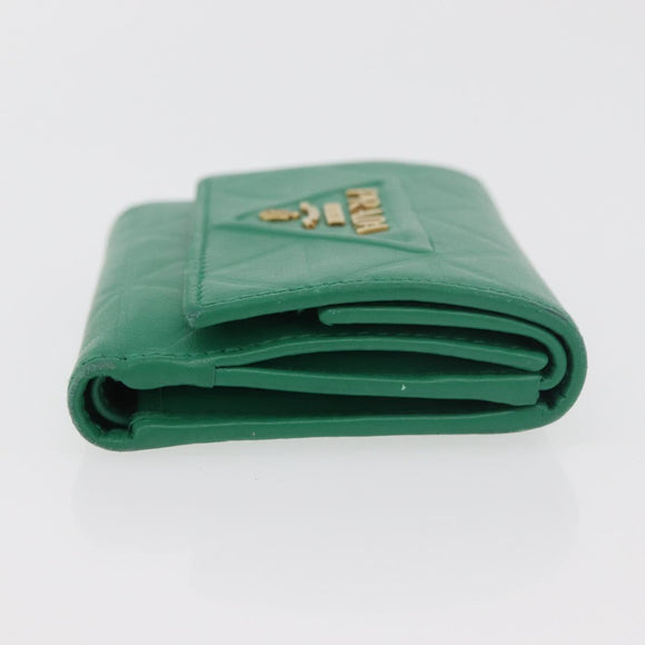 PRADA Wallet Leather Gold Green Auth 178603V