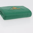 PRADA Wallet Leather Gold Green Auth 178603V-5