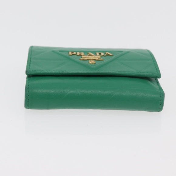 PRADA Wallet Leather Gold Green Auth 178603V