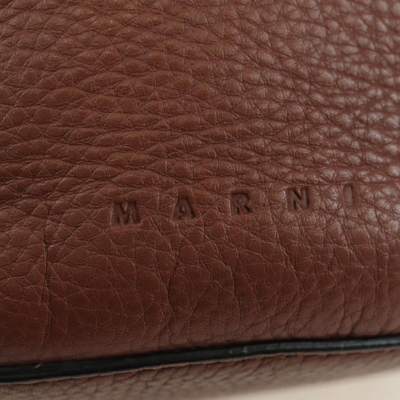 MARNI Panniers Handtasche Leder 2way Beige Gold Auth 178605V