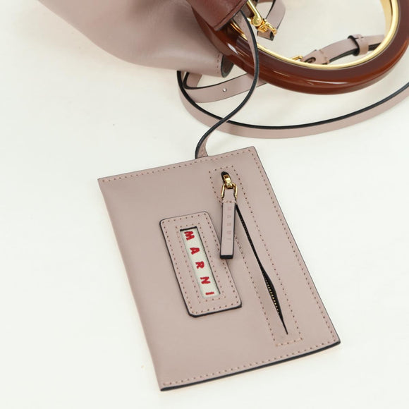 MARNI Panniers Handtasche Leder 2way Beige Gold Auth 178605V