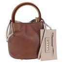 MARNI Panniers Handtasche Leder 2way Beige Gold Auth 178605V-1