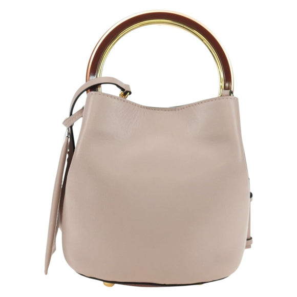 MARNI Panniers Handtasche Leder 2way Beige Gold Auth 178605V