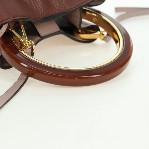 MARNI Panniers Handtasche Leder 2way Beige Gold Auth 178605V