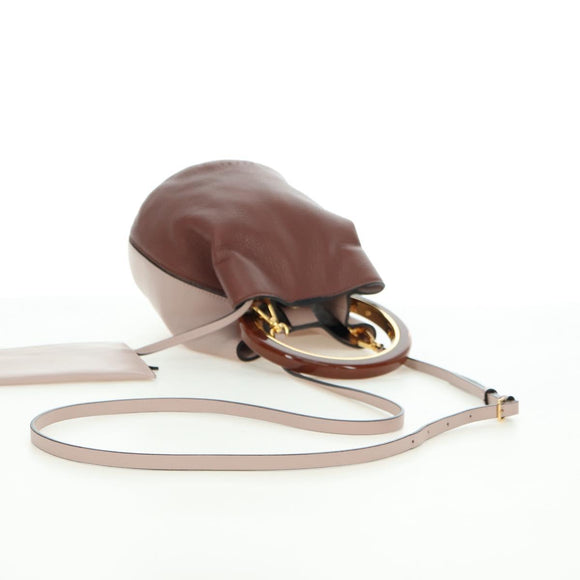 MARNI Panniers Handtasche Leder 2way Beige Gold Auth 178605V