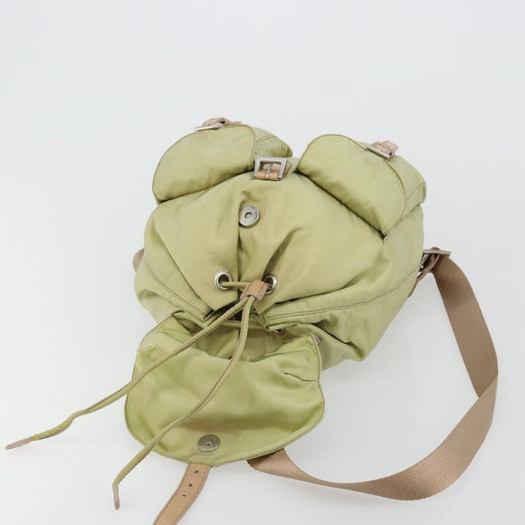 PRADA Backpack Nylon Khaki Silver Auth 178638