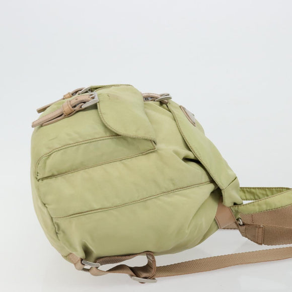 PRADA Backpack Nylon Khaki Silver Auth 178638
