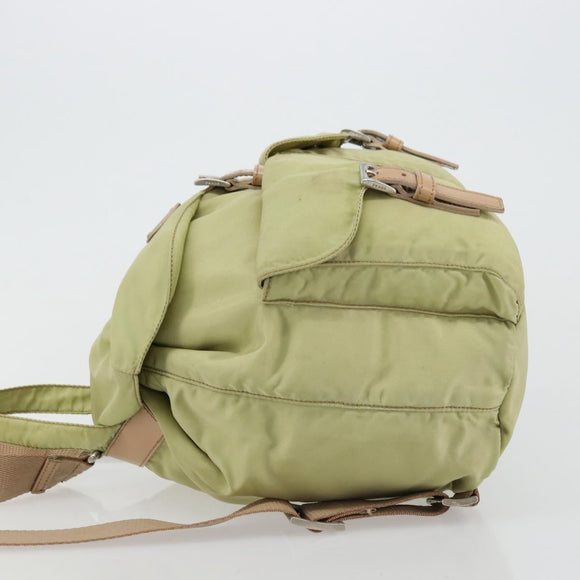 PRADA Backpack Nylon Khaki Silver Auth 178638