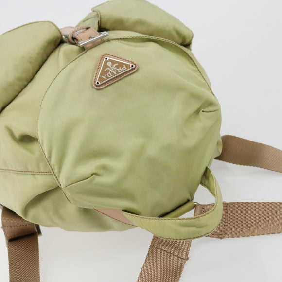 PRADA Backpack Nylon Khaki Silver Auth 178638