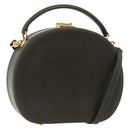 GUCCI Hand Bag Leather 2way Khaki Gold Auth 178640-1