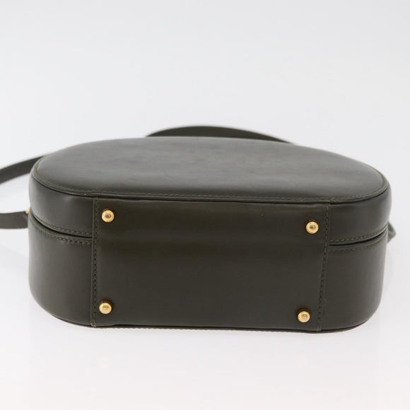 GUCCI Hand Bag Leather 2way Khaki Gold Auth 178640