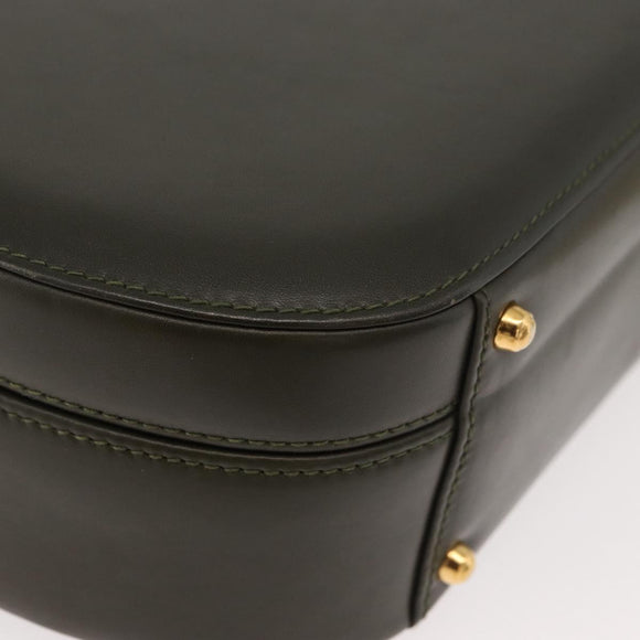 GUCCI Hand Bag Leather 2way Khaki Gold Auth 178640