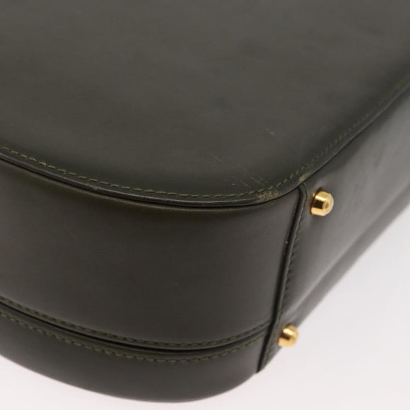 GUCCI Hand Bag Leather 2way Khaki Gold Auth 178640