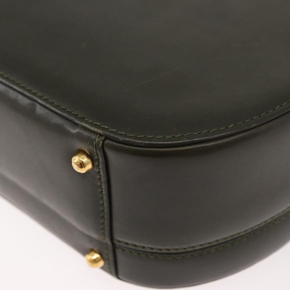 GUCCI Hand Bag Leather 2way Khaki Gold Auth 178640