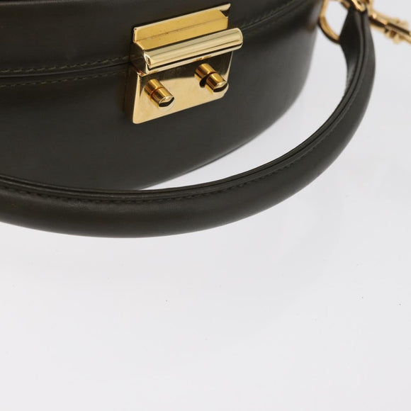 GUCCI Hand Bag Leather 2way Khaki Gold Auth 178640